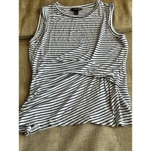 Banana Republic Women’s Soft-Stretch Modal Knit White Stripe Sleeveless Tank Top